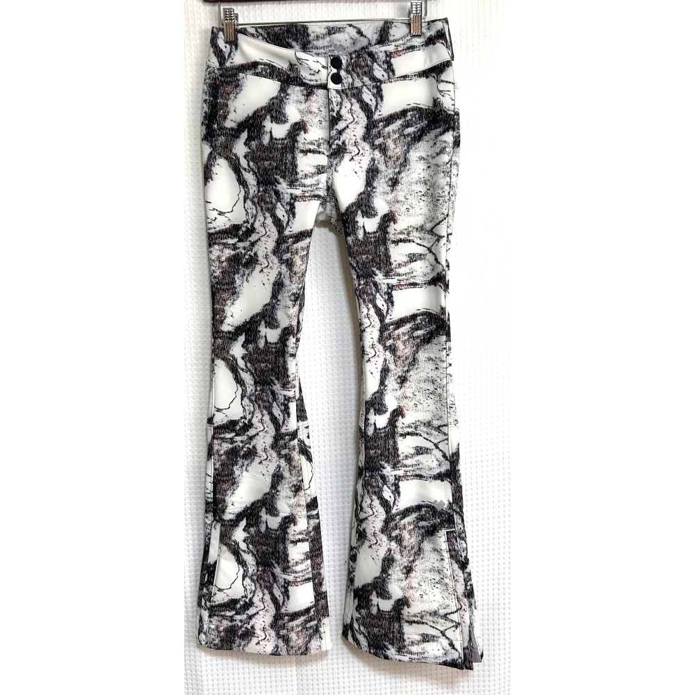 Obermeyer Printed Bond Ski Pants Woman's Size 2 XS Fleece Brushed Flare a3